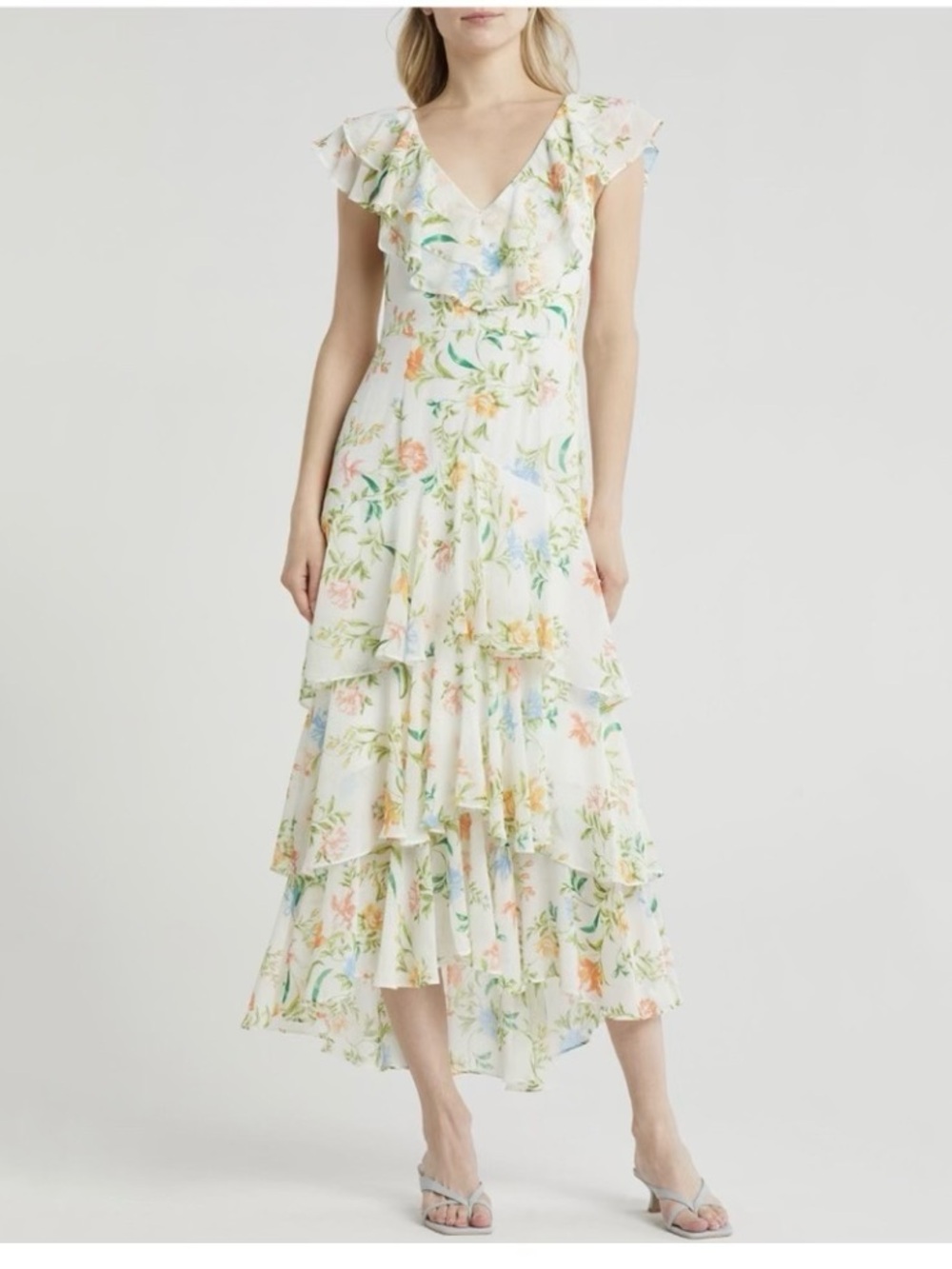 Wayf Floral Ruffle High-Low Dress